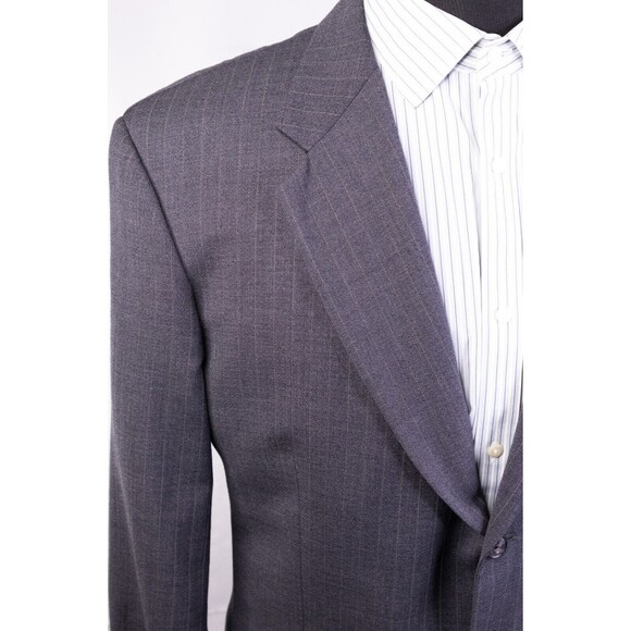 44R Classic-Fit Joseph Abboud GRAY PINSTRIPED Wool Three-Button Blazer Jacket - Picture 6 of 13